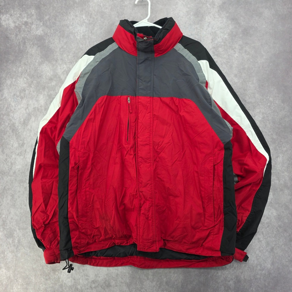 Chalet Mens XXL Colorblock Ski Jacket Red Grey Black Full Zip Winter Coat